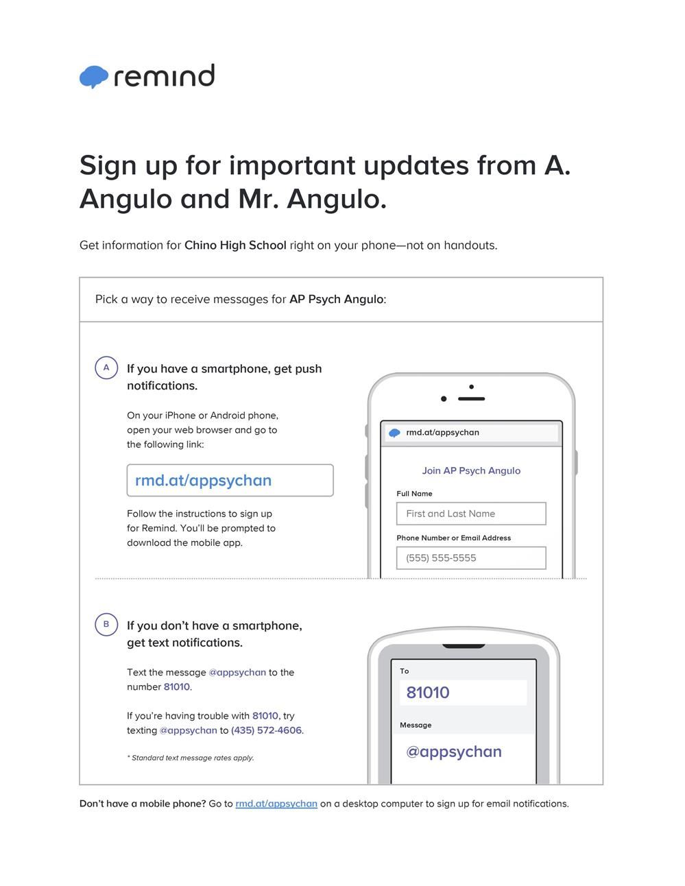 AP Remind Instructions